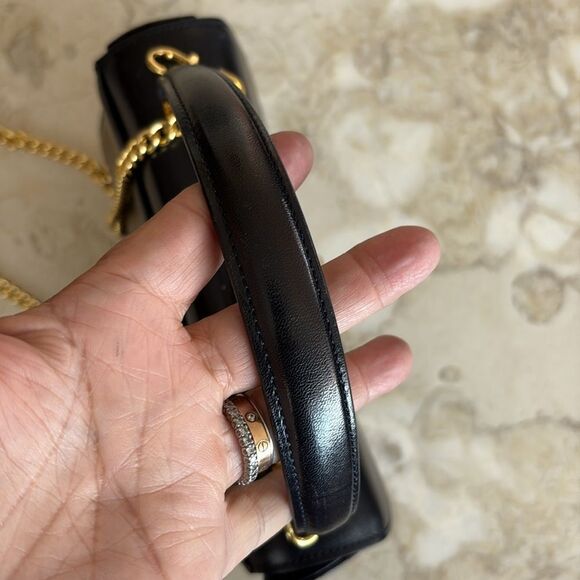 Bally Structured Leather Kelly Style Satchel Bag Detachable Metal Chain Strap - Picture 11 of 16